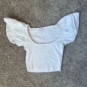 White ruffle zara top